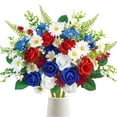 thumbnail image 1 of Yhmxh Red White and Blue Flowers Artificial Mixed Patriotic Flower Silk Bouquet for Memorial 4th of July Independence Day Centerpiece Table Home Decor Cemetery Grave Decorations, 1 of 7