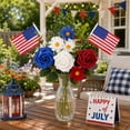 thumbnail image 1 of Yhmxh Red White and Blue Flowers Artificial Mixed Patriotic Flower Silk Bouquet for Memorial 4th of July Independence Day Centerpiece Table Home Decor Cemetery Grave Decorations, 1 of 6