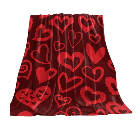 Yhmxh Red White Throw Blanket 30"x40" Cute Heart Pattern Fleece Blanket for Home Bed Couch Sofa Valentine Day Gift Flannel Blanket Cartoon Love Heart Lightweight Cozy Plush Bed Blanket