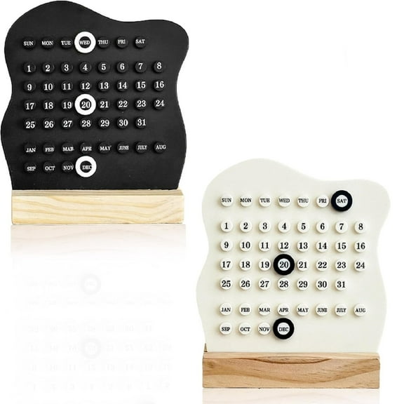 Yhmxh Retro Desktop Calendar, Desktop Wooden Calendar Stand, Perpetual Block Desk Calendar Perpetual Planner Calendar, Month Week Date Display for Desk Office Home Room Decoration