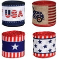 thumbnail image 1 of Yhmxh Rolls Patriotic Ribbon Wired 4th of July Burlap Ribbon 2.3" Red White Blue Ribbons USA Flag Stars and Striped Ribbons for Memorial Day Independence Day Veterans Day Farmhouse Decor, 1 of 6