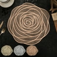 thumbnail image 1 of Yhmxh Round Rose Placemats Gold Placemats Pressed Vinyl Round Placemats Pretty Rose Shape Design Washable Dining Table Decoration Mats for Birthday Holiday Party Wedding Kitchen Decor, 1 of 7