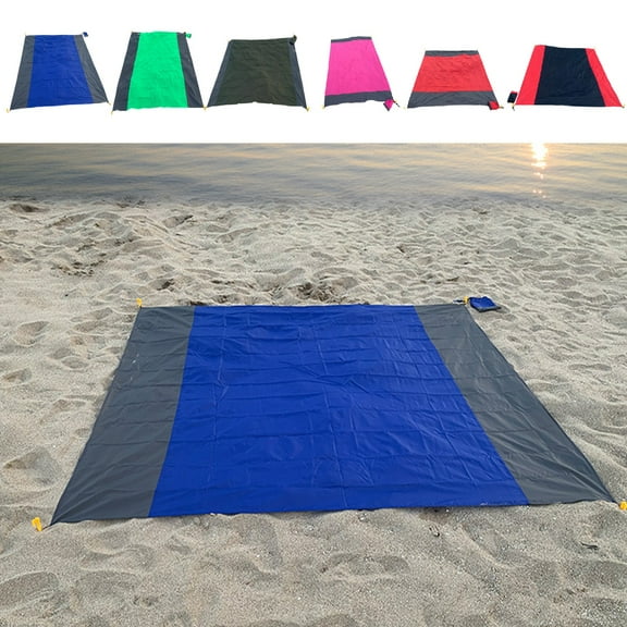Yhmxh Sand Free Beach Blanket, Waterproof & Sand Proof Beach Mat, Lightweight Soft Ripstop Nylon Pocket Picnic Blanket for Travel, Camping, Hiking and Music Festivals (78"x83", Blue)