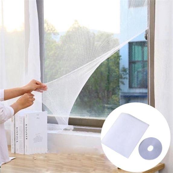 Yhmxh Self-Adhesive DIY Window Screen Mesh Kit, 59.1x51.2in Adjustable Cuttable Window Fly Screen Net with Hook & Loop Tape, Easy Install Insect Mosquito Window Screen Netting for Bedroom Kitchen