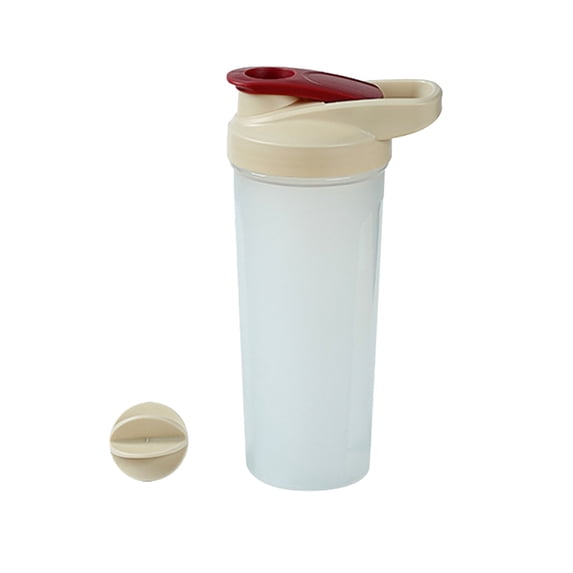Yhmxh Shaker Bottle, Clear Protein Shaker Cup with Mixing Ball, 28OZ Leak-Proof Extra-Durable Gym Bottle with Scale Marks for Work Out, Portable BPA Free Shaker for Protein Power Shakes (Beige)