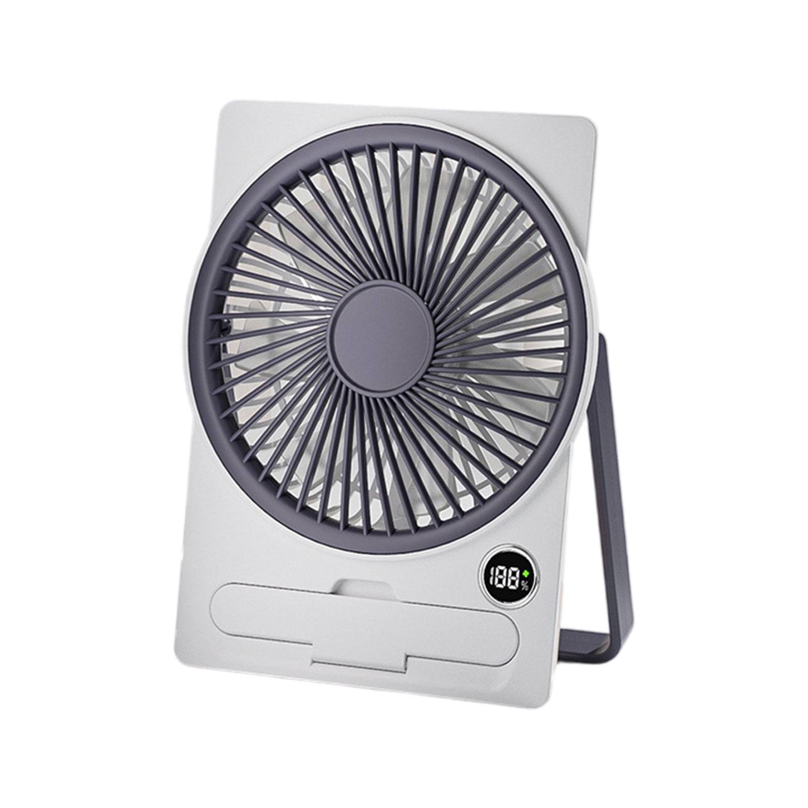 Yhmxh Small Desk Fan, 5 Speeds Adjustable Quiet Portable Rechargeable USB Fan With Digital Display, 180° Summer Wall-Mounted Fans for Home Office Kitchen Travel Outdoor (White)