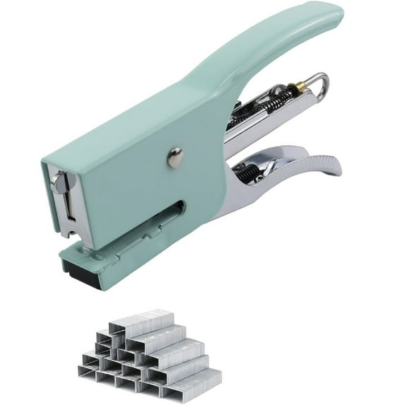 Yhmxh Small Hand-held Stapler Set, Green Plier Stapler with No.10 750Pcs Staples Set, Mini Desktop Stapler Cute Manual Stapler for Office Home Desk Accessories Supplies (Green)