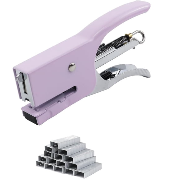 Yhmxh Small Hand-held Stapler Set, Purple Plier Stapler with No.10 750Pcs Staples Set, Mini Desktop Stapler Cute Manual Stapler for Office Home Desk Accessories Supplies (Purple)