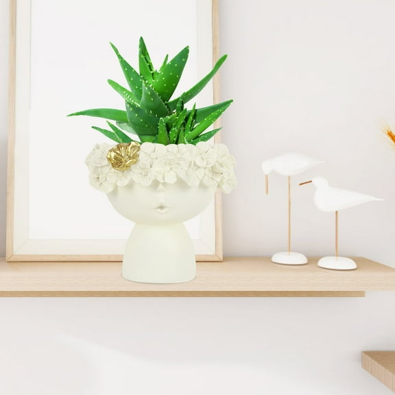 Yhmxh Small Head Planter Pots, Resin Face Flower Vase Mini Pot Unique Planters for Indoor Plants, Gift for Plant Lovers, Great for Minis Fun Planters Cute Vase Home Office Decoration