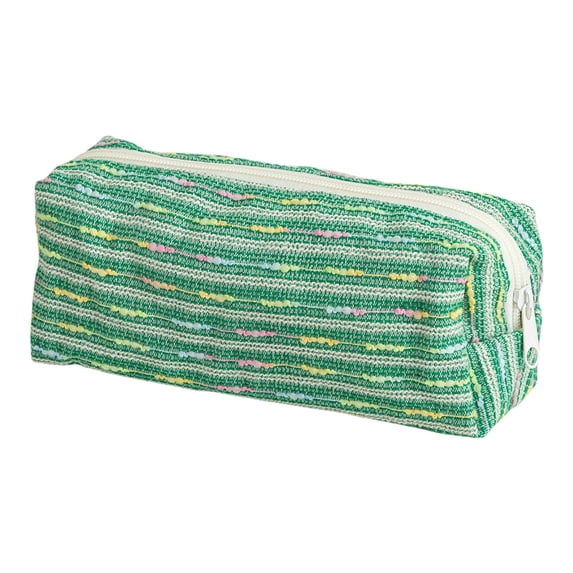 Yhmxh Small Pencil Pouch Pen Pouch Office Stationery Storage Bags Mini Makeup Bag Embroidered Cotton Thread Zipper Pouch Travel Canvas Make Up Organizer Tool Pouch (Green)