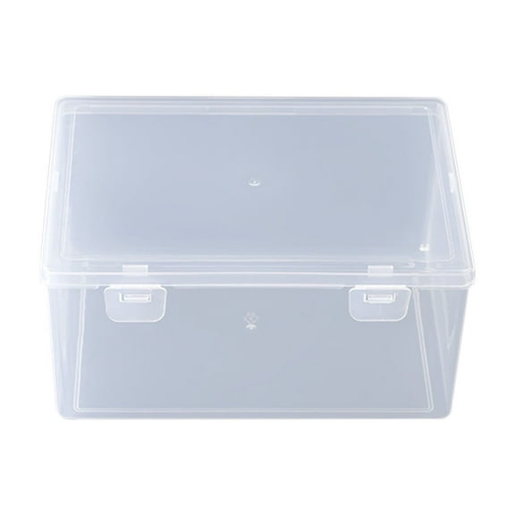Yhmxh Small Plastic Containers, Rectangular Pencil Crayon Box, Dustproof Storage Containers with Lid, Clear Storage Containers Craft Box for Beads and Craft Supplies (7"x5.3"x3.4")