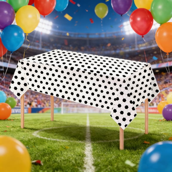Yhmxh Soccer Tablecloth Plastic 54 X 108Inch, Soccer Party Decorations Table Cloth Disposable Rectangle Sports Ball Table Cover for Soccer Birthday Party Supplies