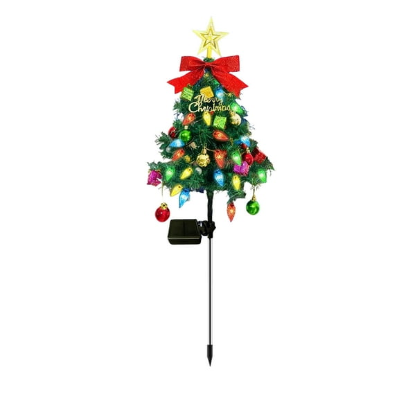 Yhmxh Solar Christmas Tree Lights Decorations, Christmas Outdoor Waterproof Xmas Tree Pathway Stake Lights with 20 LED, Christmas Solar Stake Lights Cemetery Christmas Tree for Garden/Patio/Lawn/Yard