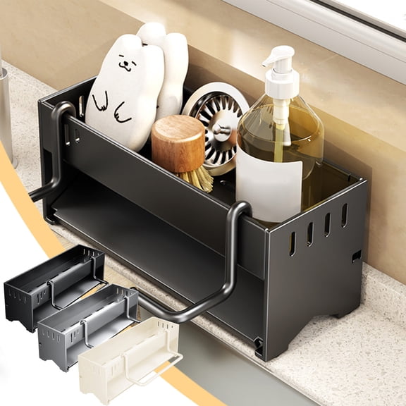 Yhmxh Sponge Holder for Kitchen Sink, Caddy Organizer with Rag Holder, Countertop Self-Draining Sponge Caddy, Rustproof Sink Storage Rack for Soap Dispenser Storage Accessories