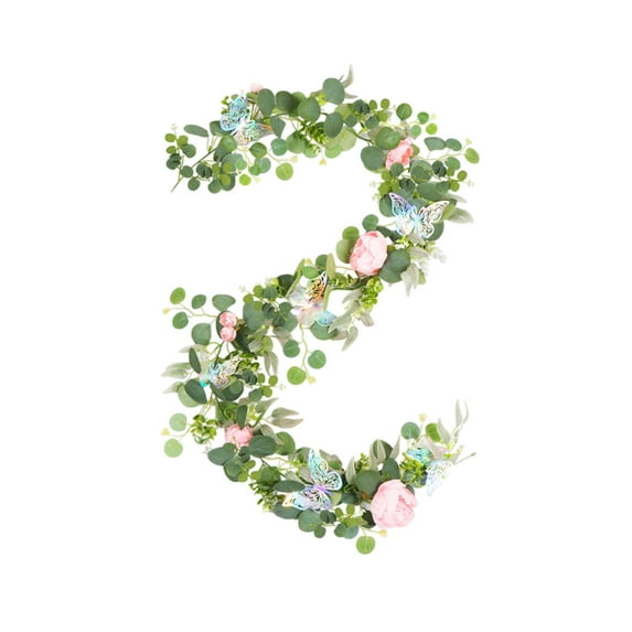 Yhmxh Spring 6ft Artificial Vines, Hanging Faux Leaves Garland Plants with Colorful Butterflies and Artificial Flowers for Outdoor Indoor Home Wall Decor, Birthday Party Arch Table Spring Decor