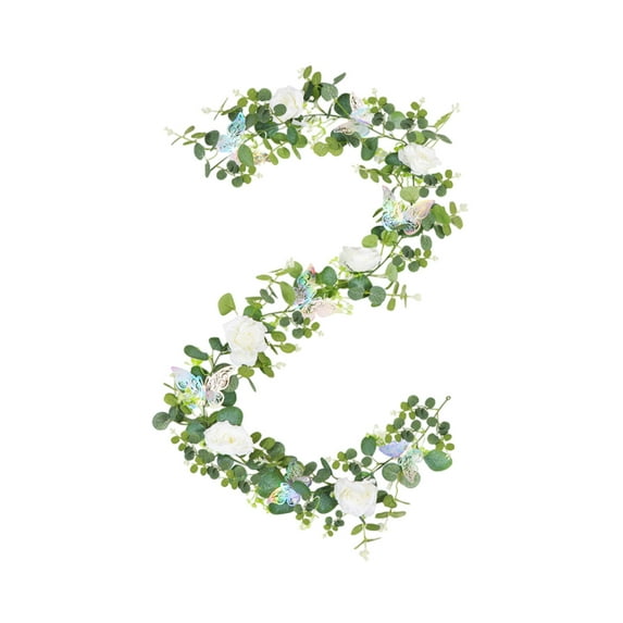 Yhmxh Spring 6ft Artificial Vines, Hanging Faux Leaves Garland Plants with Colorful Butterflies and Artificial Flowers for Outdoor Indoor Home Wall Decor, Birthday Party Arch Table Spring Decor