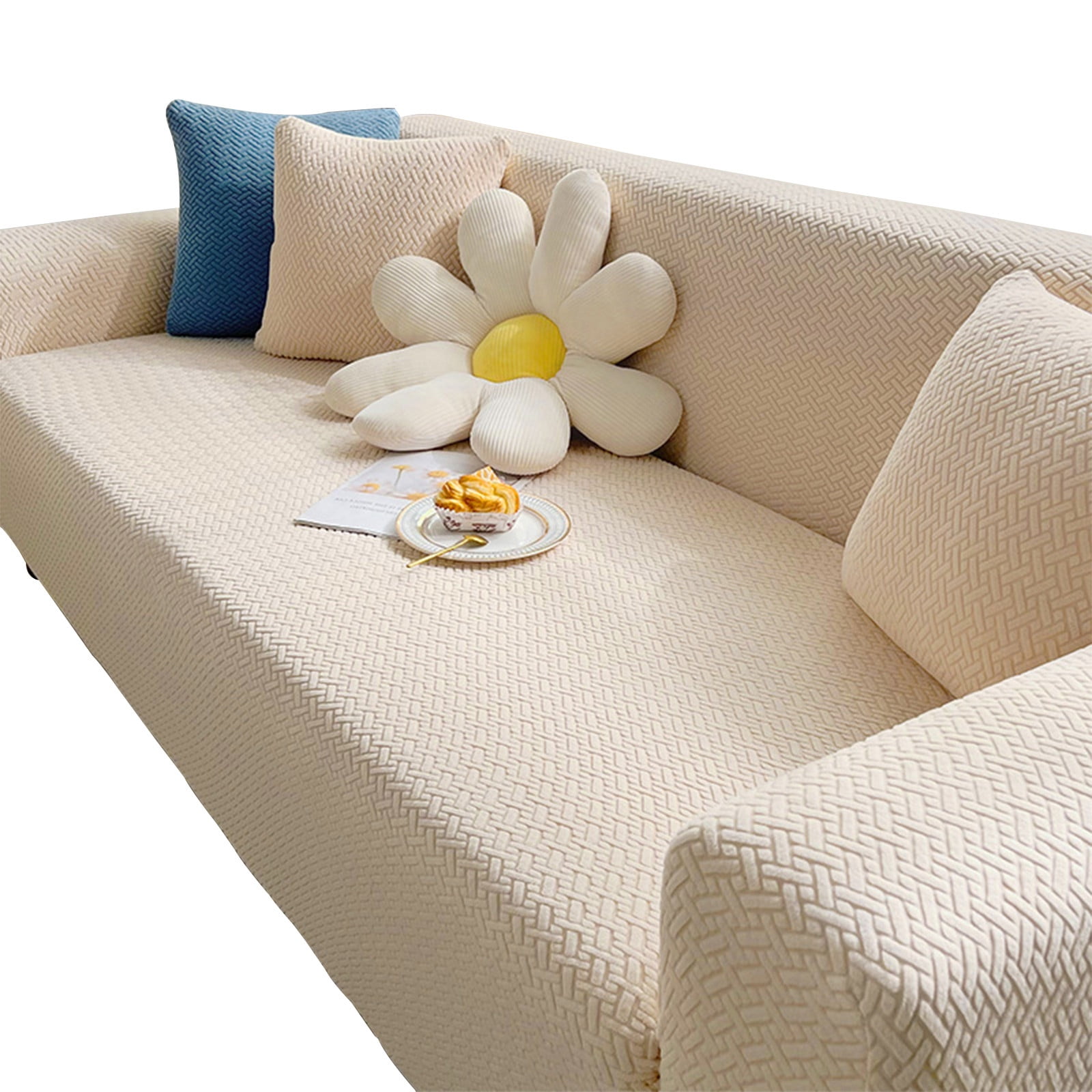 Yhmxh Super Stretch Sofa Slipcover – Spandex Non Slip Soft Couch Sofa Cover, Sofa Fabric Furniture Cover, High Stretch Sofa Cover Pet Dog Friendly Non-slip, Oversized Elastic Furniture Cover (Beige-M)