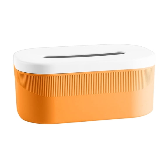 Yhmxh Tissue Box Holder with Lid, Large Capacity Round Napkin Facial Tissues Holder Dispenser, Home Office Car Tissue Box Cover Decorative Container for Modern Farmhouse Decor (Orange)