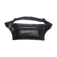 thumbnail image 1 of Yhmxh Triple Pocket Crossbody Fanny Pack Running Belt for Men Women, Genuine Leather Waist Bag Slim Shoulder Bag Hip Purse Adjustable Belt Strap Casual Pouch Outdoor Day Bag (Black), 1 of 6