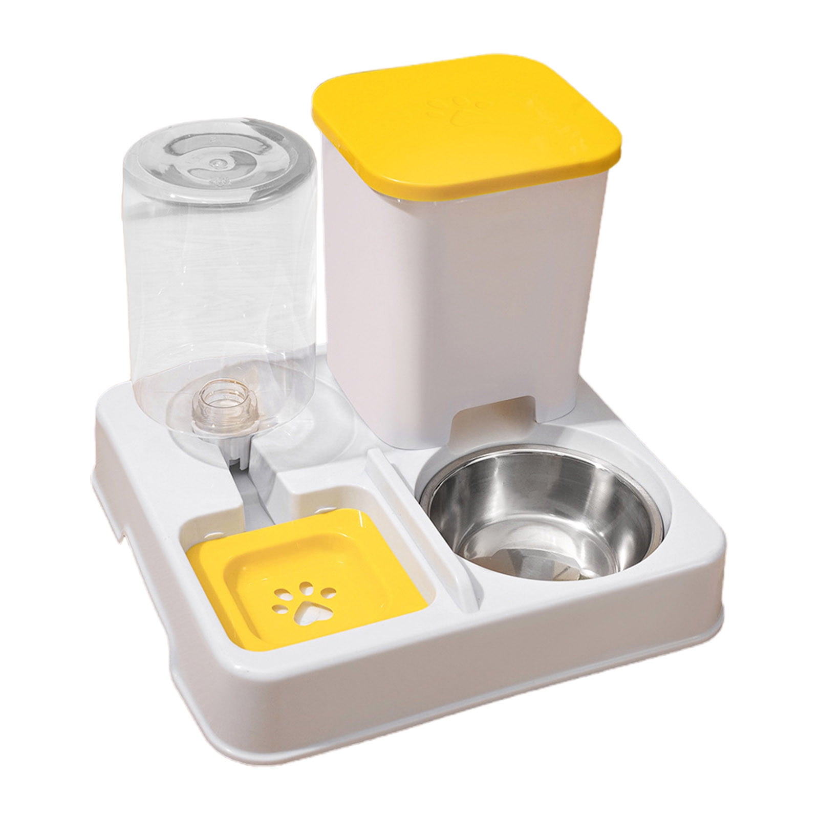 Yhmxh Two-in-One Upgraded Automatic Pets Feeder and Water Dispenser Combo Set, Pet Cat Dog Gravity Feeder and Water Dispenser for Small and Medium Pets Cats Dogs, Large Capacity & Washable(Yellow)