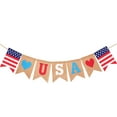 thumbnail image 1 of Yhmxh USA Banner Burlap 4th of July Decorations, Rustic Patriotic Banner Red White Blue Stars Bunting Garland for President Day, Patriotic Party Supplies Outdoor Indoor hanging Decor, 1 of 6