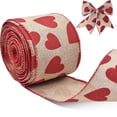 thumbnail image 1 of Yhmxh Valentine's Day Heart Ribbon for Gift Wrapping, Red Heart Wired Ribbon for Bows, Love Heart Edge Wired Burlap Ribbon for Wreaths, DIY Crafts, Floral Arrangements, Romantic Party Decorations, 1 of 7