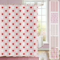 Yhmxh Valentine's Day Shower Curtain, Weighted Bottom Romantic Love Theme Pink and Red Little Heart Fabric Bathroom Curtain Home Decor Waterproof Washable with 12 Hooks, 36"x72"