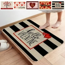 Yhmxh Valentines Day Door Mat Red Stripe Love 16x24 inch Decorative Front Doormat Rug Indoor Outdoor Non Slip Rubber Backing Seasonal Anniversary Wedding Entryway Kitchen Floor Decoration