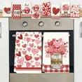 thumbnail image 1 of Yhmxh Valentines Day Kitchen Towels, Valentine Dish Towels Set of 2, Farmhouse Valentine's Hearts Rose Dish Hand Towel with Black White Buffalo Plaid, Love Gifts Decor for Lover Girlfriend, 1 of 7