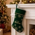 thumbnail image 1 of Yhmxh Velvet Christmas Stocking, 19 Inch Large Xmas Stocking with Golden Snowflake Embroidery & Merry Christmas Lettering, Hanging Plush Cuff Stocking for Fireplace Mantel Christmas Home Decor, 1 of 6