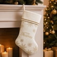 thumbnail image 1 of Yhmxh Velvet Christmas Stocking, 19 Inch Large Xmas Stocking with Golden Snowflake Embroidery & Merry Christmas Lettering, Hanging Plush Cuff Stocking for Fireplace Mantel Christmas Home Decor, 1 of 6
