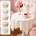 thumbnail image 1 of Yhmxh Vintage Cotton Linen Round Tablecloth Floral Pattern Table Cloth with Tassel Washable Dust-Proof Table Cover for Dinning,Farmhouse Decor,Picnic,Tabletop Decoration, Round 35 Inch, 1 of 7