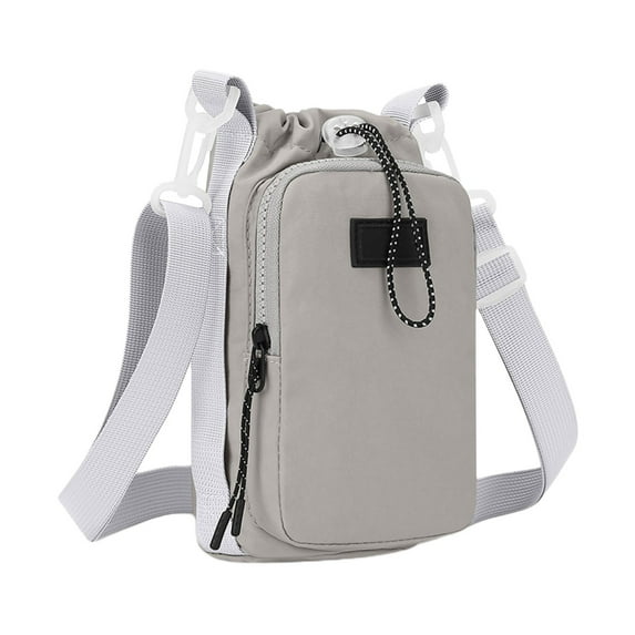 Yhmxh Water Bottle Carrier Bag with Strap for 32oz Bottle Sling Bag Holder with Phone Pocket, Water Bottle Holder Crossbody Hand Pouch Sleeve for Walking Hiking Traveling Camping (Gray)