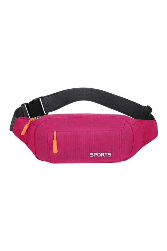 Waterproof Nylon Waist Bag with Zipper, Sport Fanny Pack with Multiple Pockets for Men Women, Multifunctional Crossbody Waist Pack Lightweight Sling Bag for Walking Running Hiking (Hot Pink)