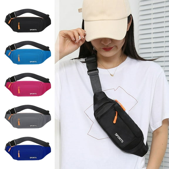 Yhmxh Waterproof Nylon Waist Bag with Zipper, Sport Fanny Pack with Multiple Pockets for Men Women, Multifunctional Crossbody Waist Pack Lightweight Sling Bag for Walking Running Hiking (Black)