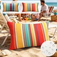 thumbnail image 1 of Yhmxh Waterproof Outdoor Lumbar Throw Pillow Cover, Rainbow Stripes Rectangular Cushion Case, Weather Resistant Patio Pillowcase for Garden, Beach Chair, Porch Sofa, Couch Decoration 12x20 Inch, 1 of 7