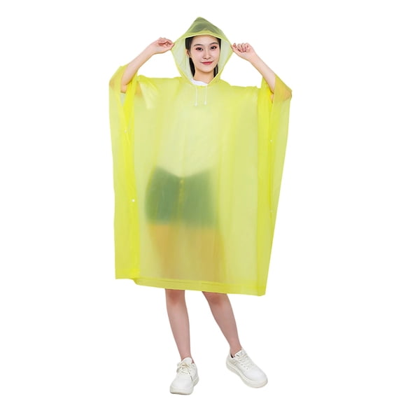 Yhmxh Waterproof Rain Ponchos for Adults, Reusable EVA Raincoats, Heavy Duty Rain Coat with Drawstring Hood, Unisex Rain Cape with Side Snap Button for Cycling Commuting Hiking Camping Travel Outdoor