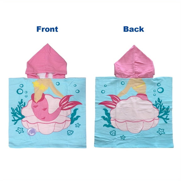 Yhmxh Wearable Kids Beach Towel, 24x47 Inch Microfiber Sand Free Soft Beach Shawl with Cute Cartoon Hood, High Absorbent & Quick Dry Beach Towels for Kid's Summer Gift, Beach Travel, Pool Party