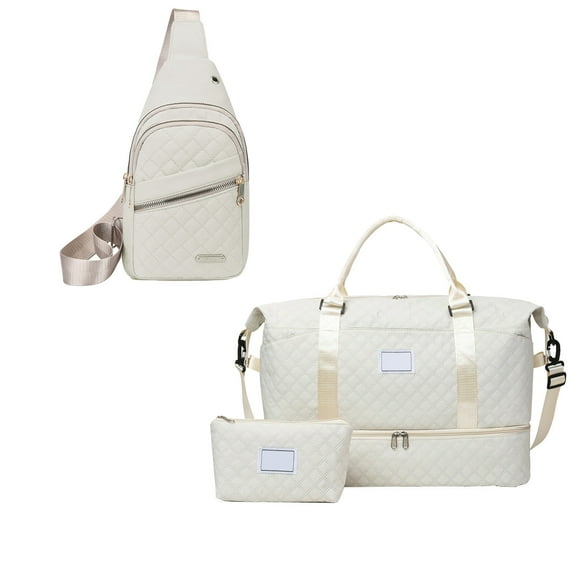 Yhmxh Weekender Bags Set of 3Pcs, Sling Bag Crossbody Bags Carry on Overnight Weekend Travel Duffel Bag with Shoes Compartment &Toiletry Bag, Personal Item Bag for Travel Business Trips Sport