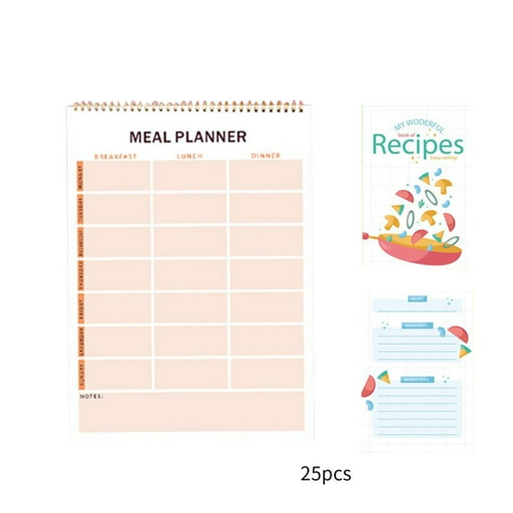 Yhmxh Weekly Meal Planner - 52 Undated Sheets Meal Planning Pad With Tear Off Shopping List Comes With 25 Kitchen Cooking Recipe Cards - Menu Organizer Notepad for Refrigerator or Desk