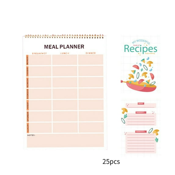 Yhmxh Weekly Meal Planner - 52 Undated Sheets Meal Planning Pad With Tear Off Shopping List Comes With 25 Kitchen Cooking Recipe Cards - Menu Organizer Notepad for Refrigerator or Desk