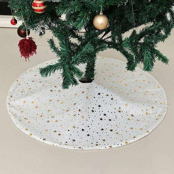 Yhmxh White Christmas Tree Skirt 36 Inch Embroidery Sequin Tree Skirt Vintage Star and Moon Tree Mat Sparkle Tree Skirts for 4FT Tree Glitter Xmas Tree Skirt Collar for Christmmas Tree Decoartions