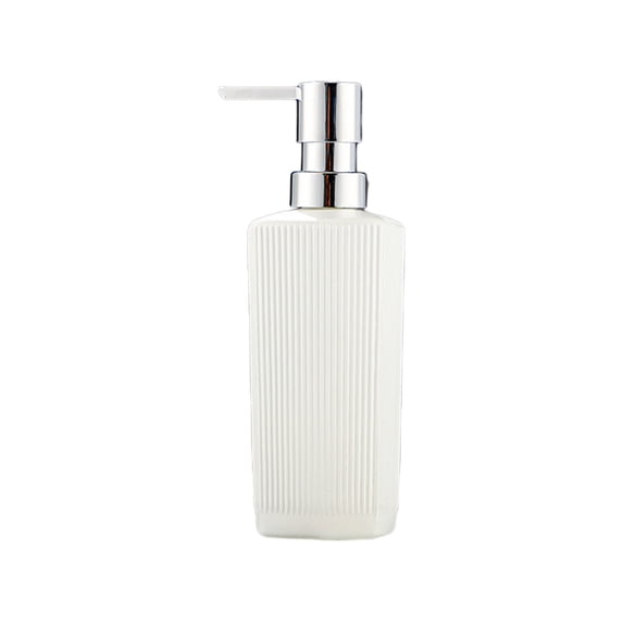 Yhmxh White Hand Soap Dispenser with No Rust Pump, Farmhouse Striped Style Glass Hand Soap Dish Soap Dispenser for Bathroom and Kitchen Countertops Refillable 11.8 oz