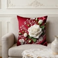 thumbnail image 1 of Yhmxh White Roses Throw Pillow Covers 18x18 Inch Floral Cushion Cases for Bedroom or Living Room, Romantic Rose Decorative Pillowcases Sofa Cushion Covers for Elegant Home Decor, 1 of 6