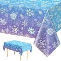 Yhmxh Winter Snowflake Plastic Tablecloth Decorations, Blue and Purple Snowflake Winter Wonderland Disposable Table Cover for Christmas Holiday Xmas Party Supplies Decorations, 54x72 Inch
