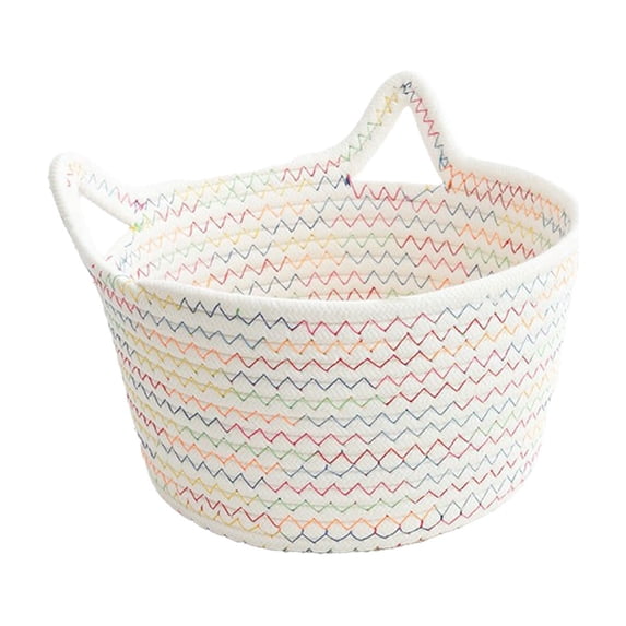 Yhmxh Woven Rope Toy Storage Baskets with Handles, Cat Ear Storage Bin Round Decorative Basket Organizer for Storage, Cute Colorful Storage Baskets, Gift Basket Empty for Toys, Shelves, Closet