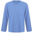 thumbnail image 1 of Yhong Boys Girls Casual Cotton Sweatshirts Solid Crewneck Pullover Tops Athletic Base Layer Light Blue 140, 1 of 5