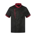 thumbnail image 1 of Yhong Chef Jacket for Men Adult Short Sleeve Chef Coat with Hat Set Restaurant Kitchen Cooking Black XL, 1 of 7