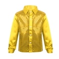 thumbnail image 1 of Yhong Kids Boys Long Sleeves Glitter Spread Collar Shirt Top for Choir Jazz Hip Hop Dance Stage Gold 160, 1 of 7