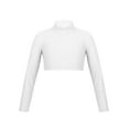 thumbnail image 1 of Yhong Kids Girls Crop Top T-shirt Mock Neck Long Sleeve Shirt for Jazz Dance Gymnastics Stage Performance Ivory 8, 1 of 4